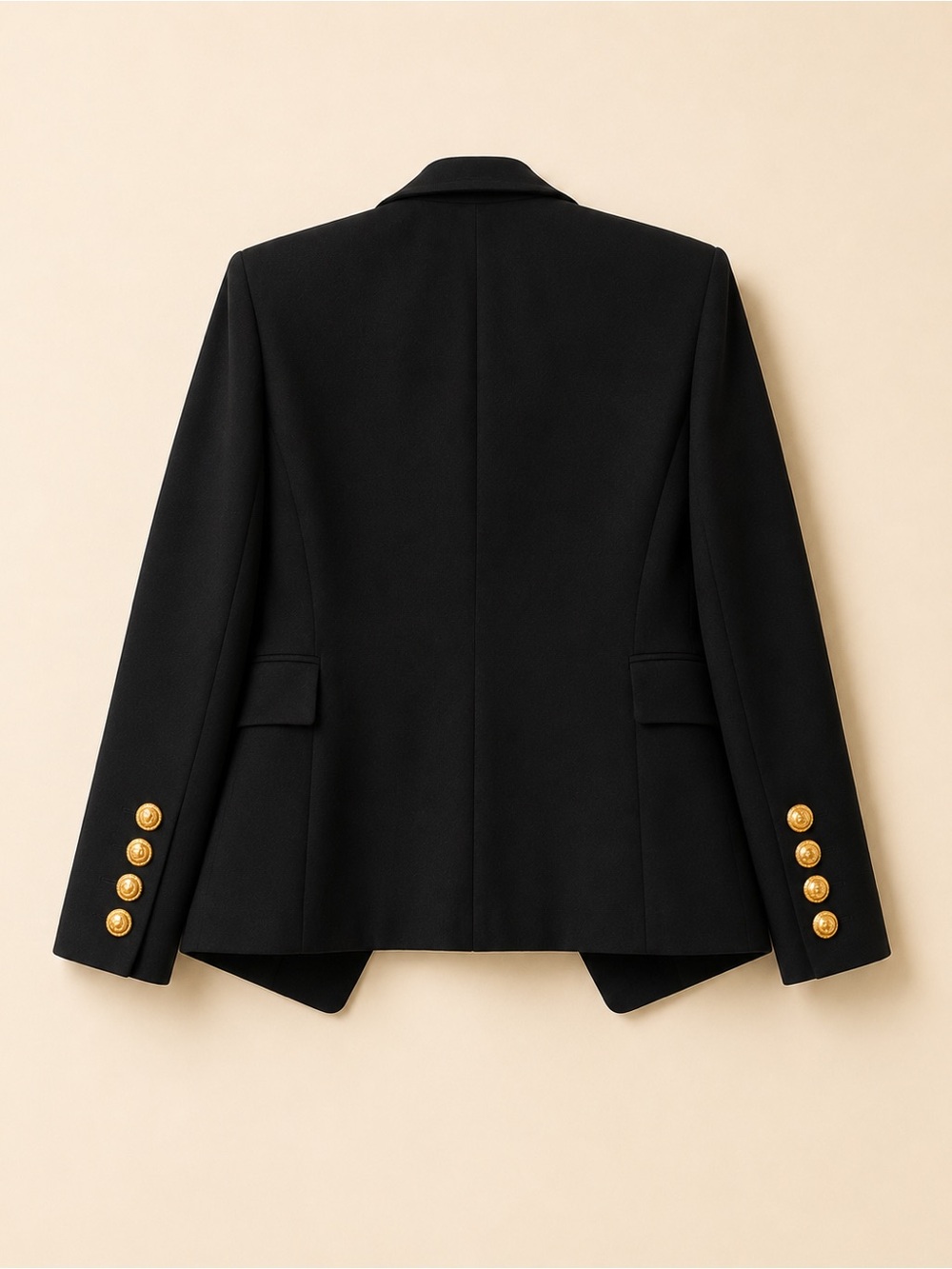 Balmain Black Double-Breasted Blazer with Gold Buttons - Picture 2 of 11